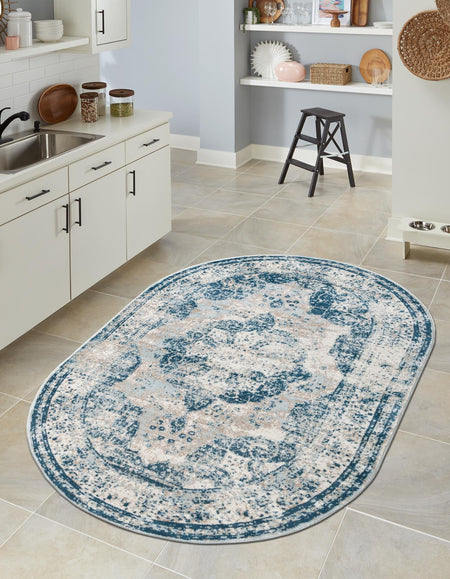 Riviera Elegance Collection Area Rug -  Menton (Blue)