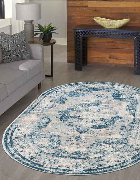 Riviera Elegance Collection Area Rug -  Menton (Blue)