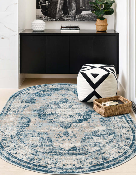 Riviera Elegance Collection Area Rug -  Menton (Blue)