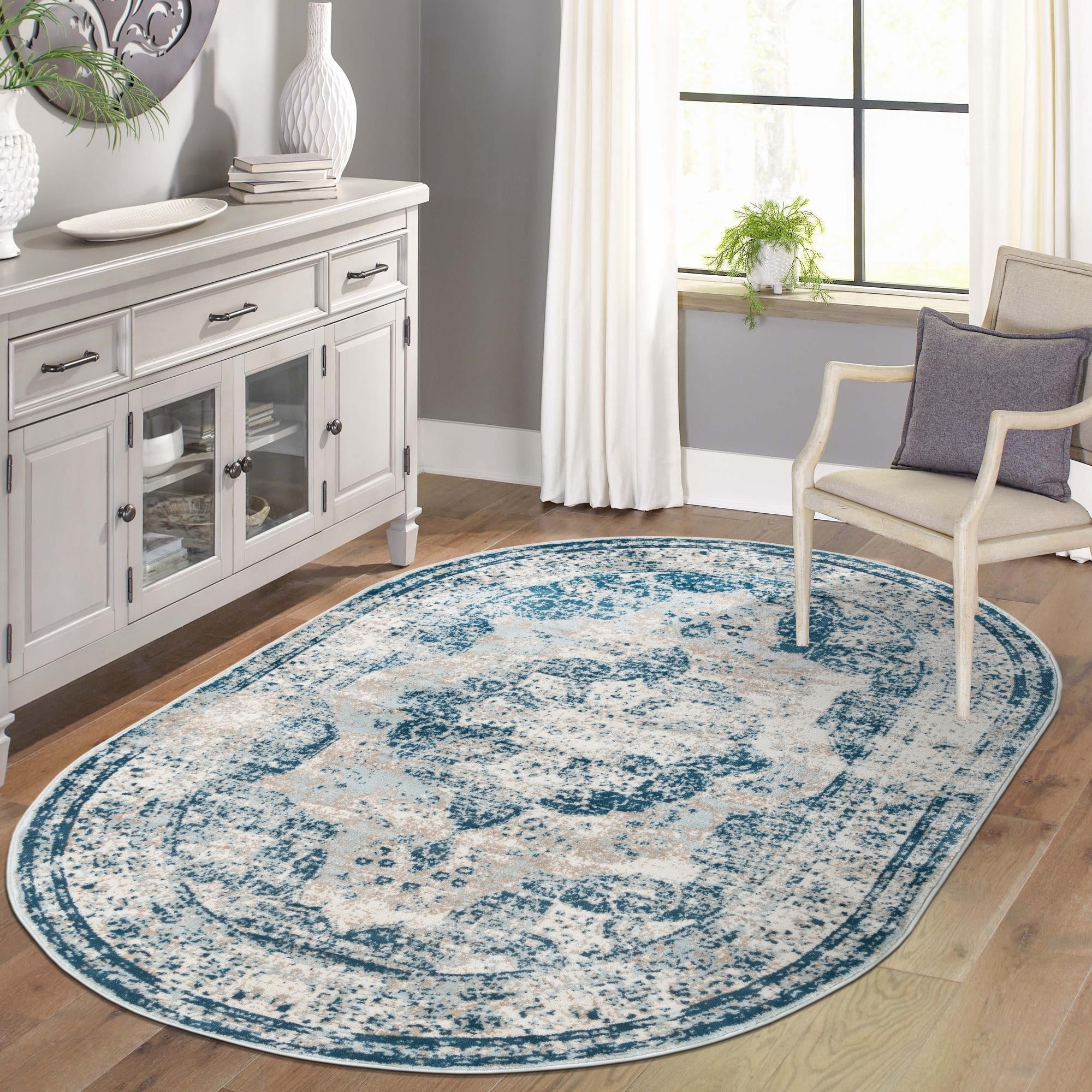 Riviera Elegance Collection Area Rug -  Menton (Blue)