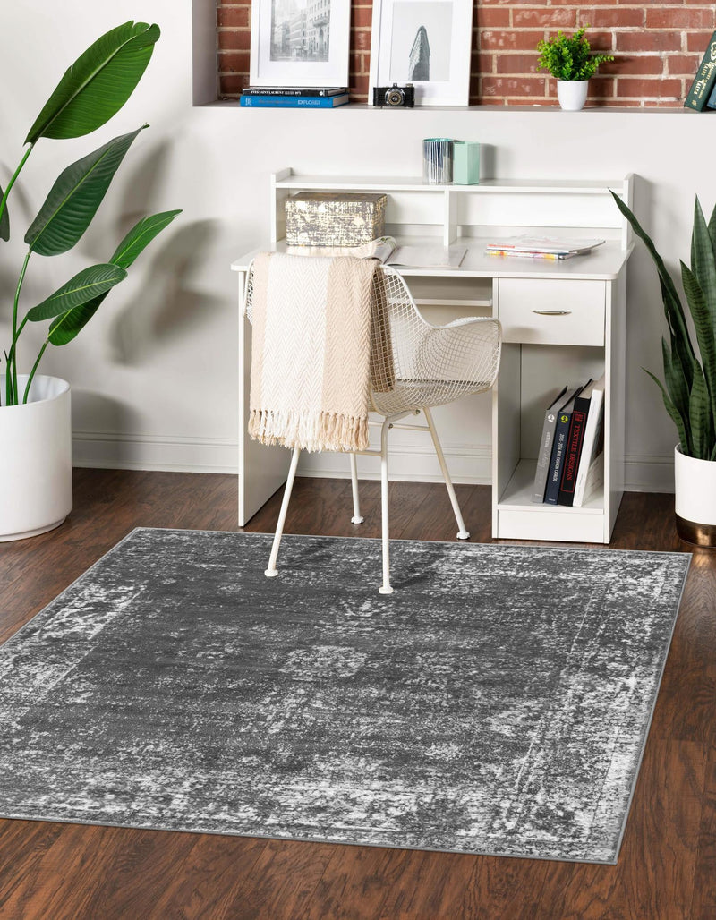 Riviera Elegance Collection Area Rug - Antibes (Dark Gray) Square Dark Gray  lifestyle 5