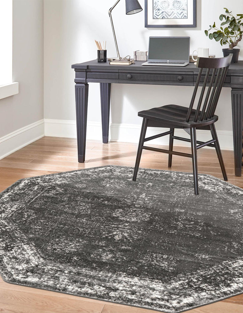 Riviera Elegance Collection Area Rug - Antibes (Dark Gray) Octagon Dark Gray  lifestyle 8