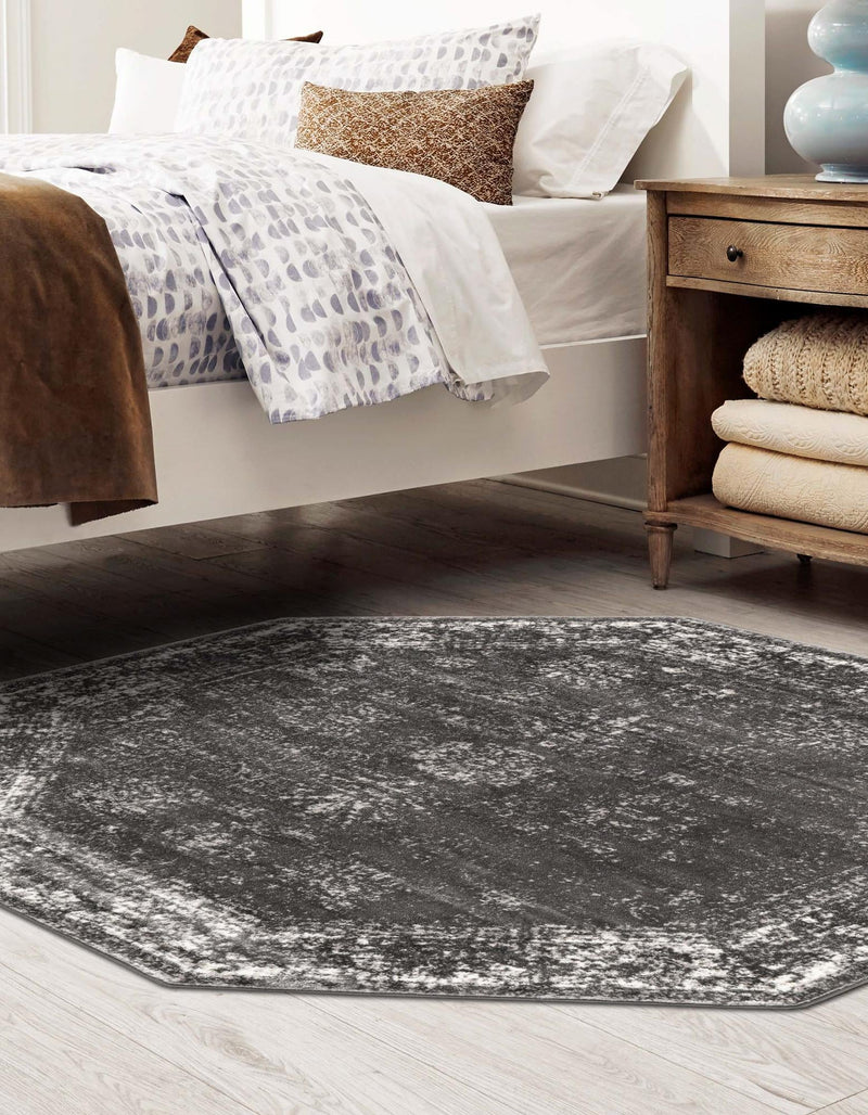 Riviera Elegance Collection Area Rug - Antibes (Dark Gray) Octagon Dark Gray  lifestyle 27