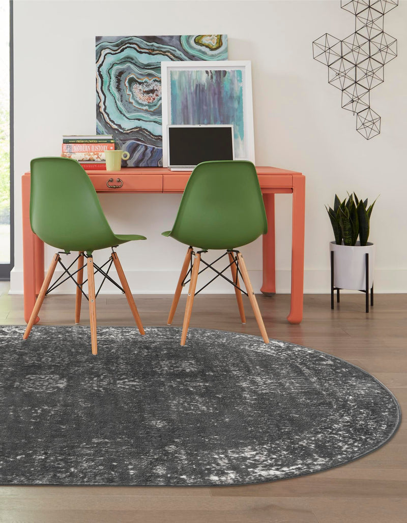 Riviera Elegance Collection Area Rug - Antibes (Dark Gray) Oval Dark Gray  lifestyle 30