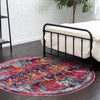 Prague Tapestry Collection Area Rug -  Moravia Round Fuchsia  lifestyle 46