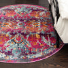 Prague Tapestry Collection Area Rug -  Moravia Round Fuchsia  lifestyle 60