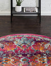 Prague Tapestry Collection Area Rug -  Moravia Round Fuchsia  lifestyle 70