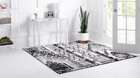 Cascade Range Collection Area Rug - Hood (Black and White)