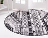 Cascade Range Collection Area Rug - Hood (Black and White) Round Black and White  lifestyle 2