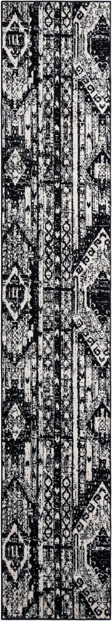 Cascade Range Collection Area Rug - Hood (Black and White) Runner Black and White Main