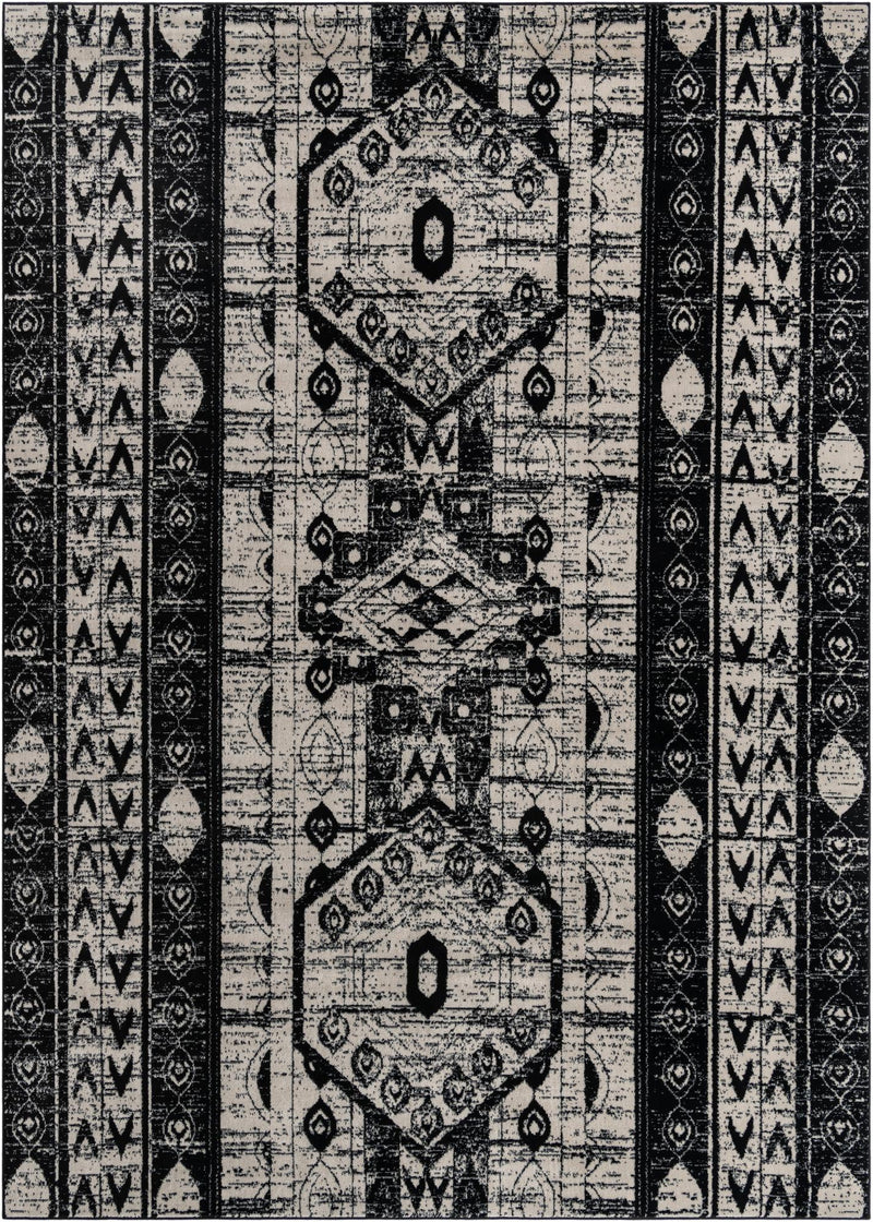 Cascade Range Collection Area Rug -  Rainier Rectangle Black and White Main