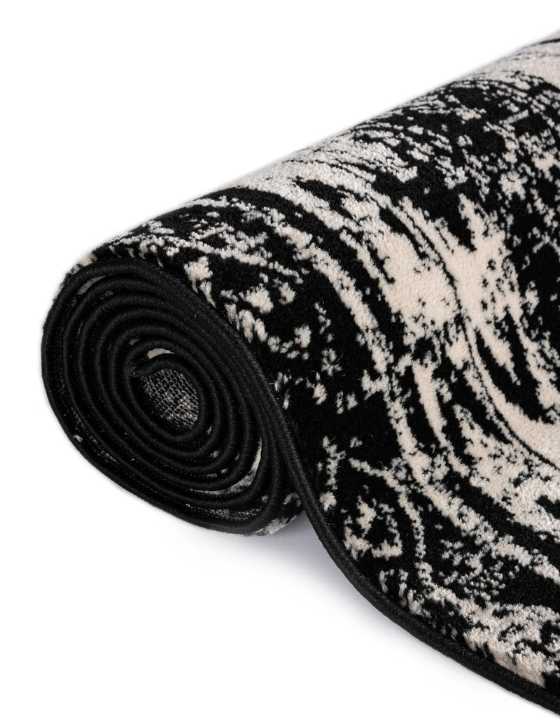 Cascade Range Collection Area Rug -  Rainier Rectangle Black and White  lifestyle 60