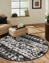 Cascade Range Collection Area Rug -  Rainier Round Black and White  lifestyle 101