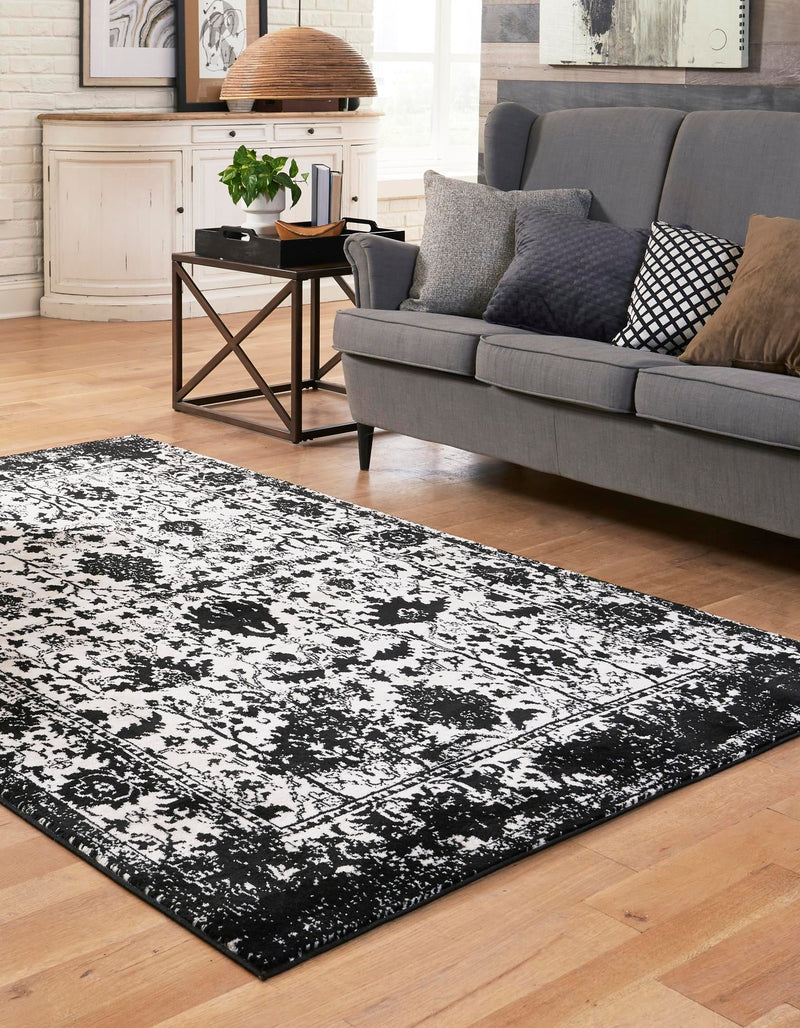 Cascade Range Collection Area Rug -  Shasta (Black and White) Rectangle Black and White  lifestyle 4