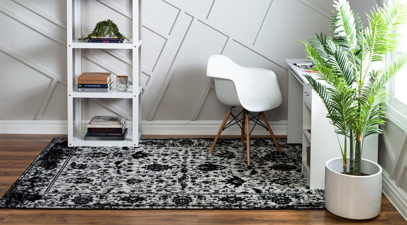 Cascade Range Collection Area Rug -  Shasta (Black and White) Rectangle Black and White  lifestyle 6