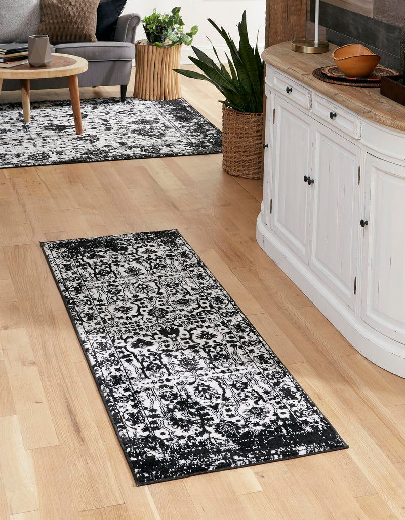 Cascade Range Collection Area Rug -  Shasta (Black and White) Runner Black and White  lifestyle 0