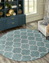 Garden Lattice Oasis Collection Area Rug - Arbor (Teal) Round Teal  lifestyle 40