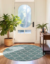 Garden Lattice Oasis Collection Area Rug - Arbor (Teal) Round Teal  lifestyle 46