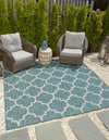 Garden Lattice Oasis Collection Area Rug - Arbor (Teal) Square Teal  lifestyle 23