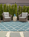 Garden Lattice Oasis Collection Area Rug - Arbor (Teal) Square Teal  lifestyle 28