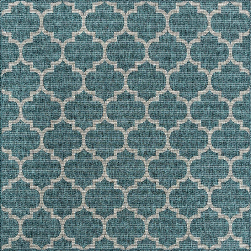 Garden Lattice Oasis Collection Area Rug - Arbor (Teal) Square Teal Main