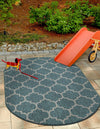 Garden Lattice Oasis Collection Area Rug - Arbor (Teal) Oval Teal  lifestyle 7