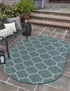 Garden Lattice Oasis Collection Area Rug - Arbor (Teal) Oval Teal  lifestyle 11