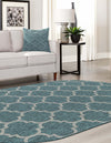 Garden Lattice Oasis Collection Area Rug - Arbor (Teal) Oval Teal  lifestyle 12