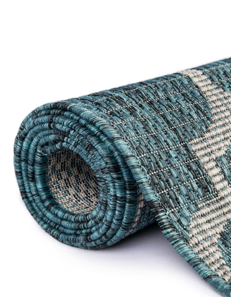 Garden Lattice Oasis Collection Area Rug - Arbor (Teal) Oval Teal  lifestyle 29