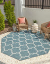 Garden Lattice Oasis Collection Area Rug - Arbor (Teal) Octagon Teal  lifestyle 0