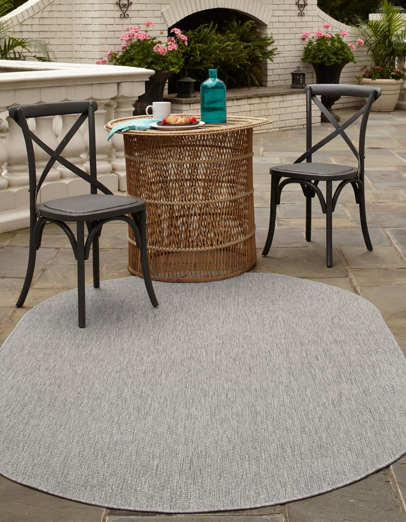 Patio Perfection Collection Area Rug - Veranda (Light Gray) Oval Light Gray  lifestyle 2