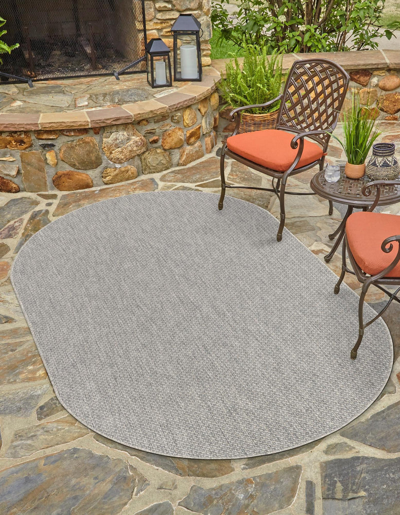 Patio Perfection Collection Area Rug - Veranda (Light Gray) Oval Light Gray  lifestyle 3