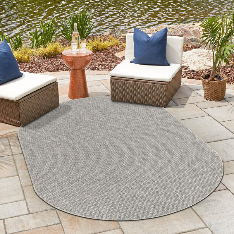 Patio Perfection Collection Area Rug - Veranda (Light Gray) Oval Light Gray  lifestyle 26