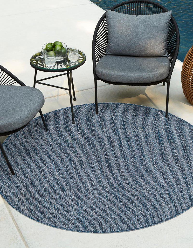 Patio Perfection Collection Area Rug - Veranda (Blue) Round Blue  lifestyle 28