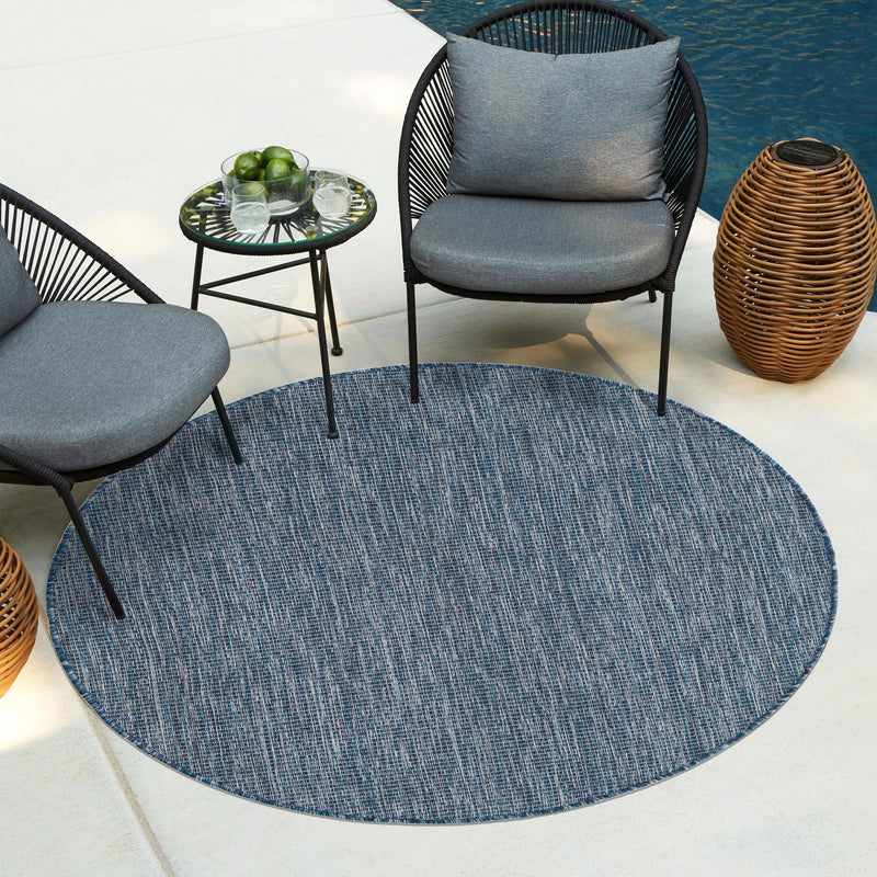 Patio Perfection Collection Area Rug - Veranda (Blue) Round Blue  lifestyle 51