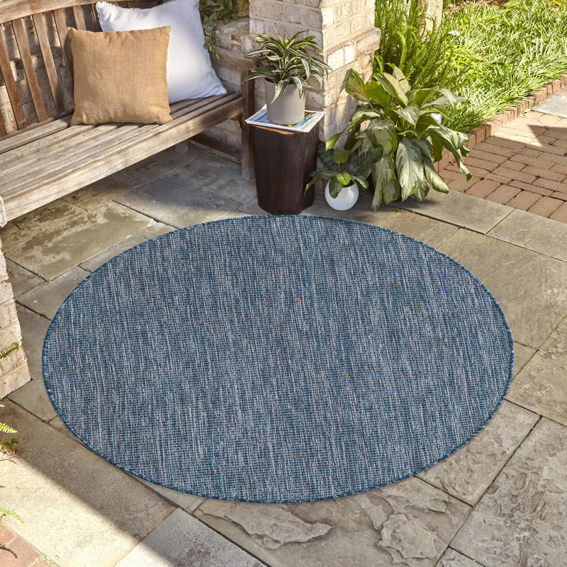 Patio Perfection Collection Area Rug - Veranda (Blue) Round Blue  lifestyle 56