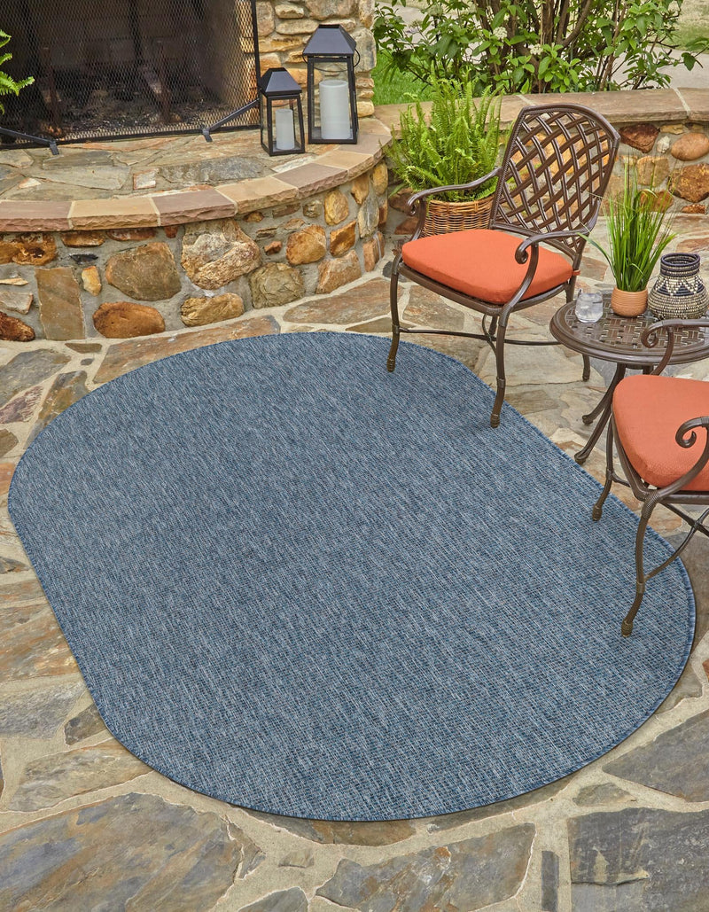 Patio Perfection Collection Area Rug - Veranda (Blue) Oval Blue  lifestyle 4