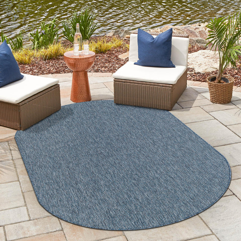 Patio Perfection Collection Area Rug - Veranda (Blue) Oval Blue  lifestyle 29