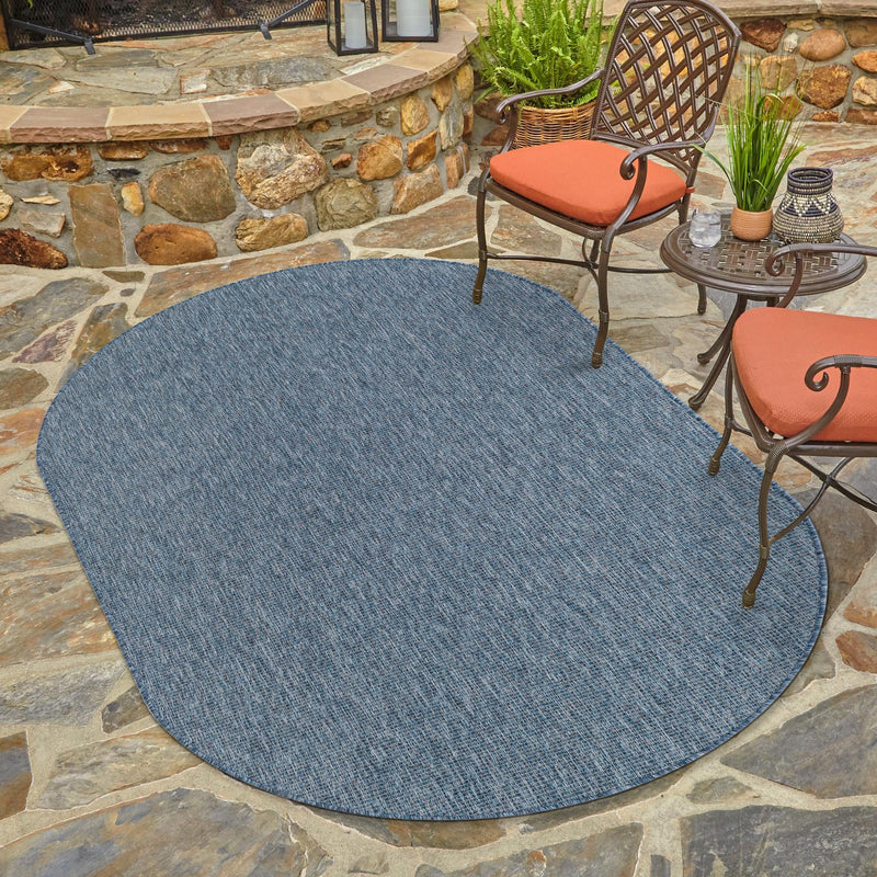 Patio Perfection Collection Area Rug - Veranda (Blue) Oval Blue  lifestyle 30