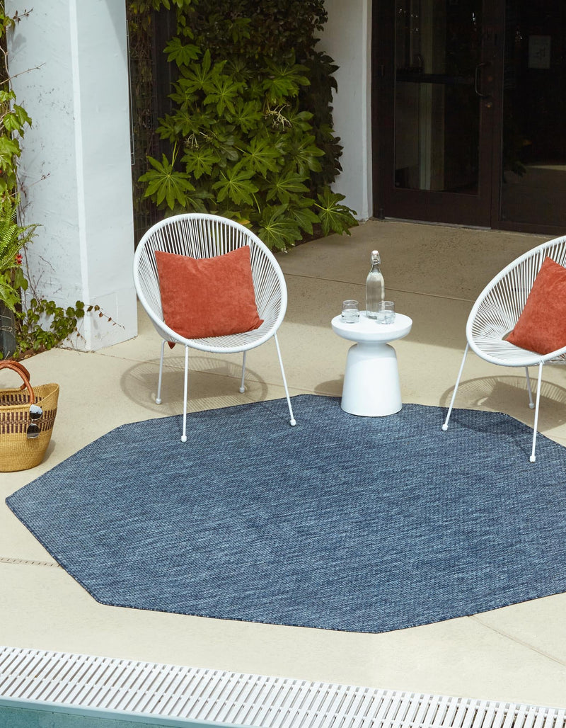 Patio Perfection Collection Area Rug - Veranda (Blue) Octagon Blue  lifestyle 0