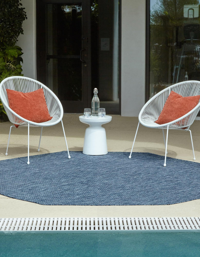 Patio Perfection Collection Area Rug - Veranda (Blue) Octagon Blue  lifestyle 2