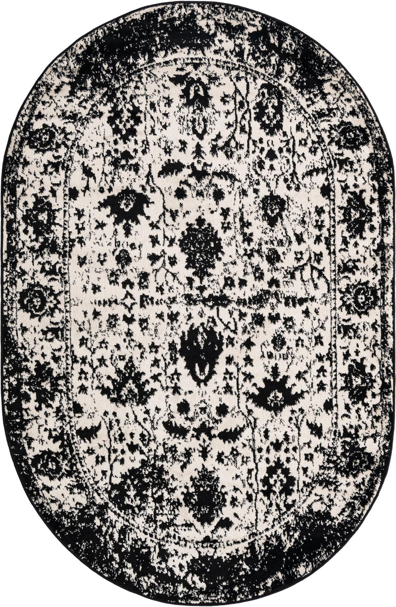 Cascade Range Collection Area Rug -  Shasta (Black and White) Oval Black and White  lifestyle 22