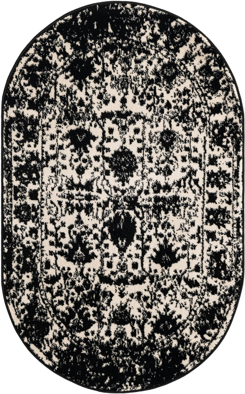 Cascade Range Collection Area Rug -  Shasta (Black and White) Oval Black and White Main