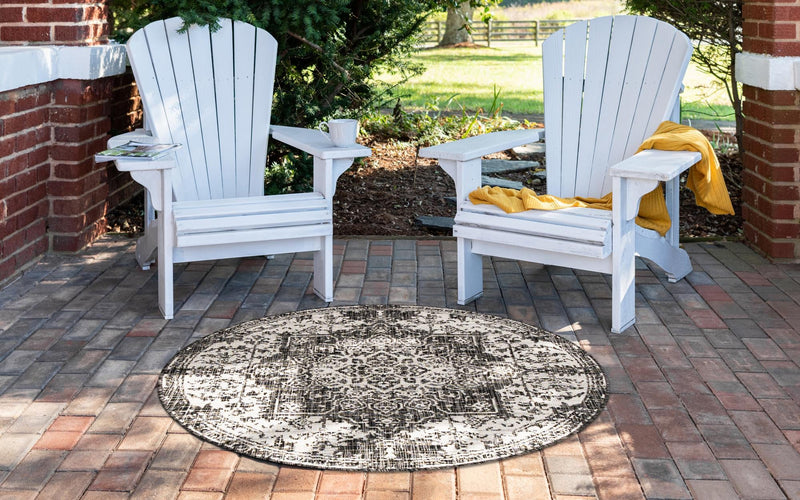 Urban Oasis Rugs Collection Area Rug -  Penthouse (Charcoal Gray) Round Charcoal Gray  lifestyle 3