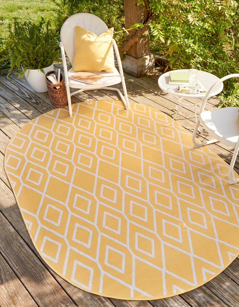 Urban Oasis Rugs Collection Area Rug -  Boulevard (Yellow Ivory) Oval Yellow Ivory  lifestyle 0