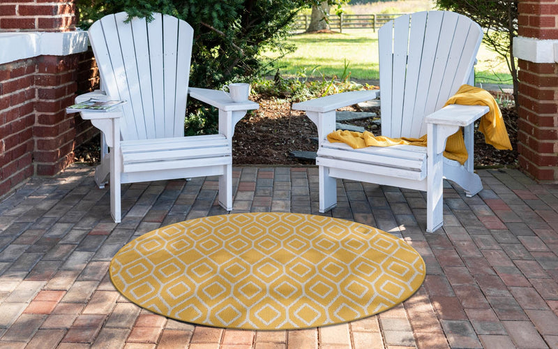 Urban Oasis Rugs Collection Area Rug -  Boulevard (Yellow Ivory) Round Yellow Ivory  lifestyle 3