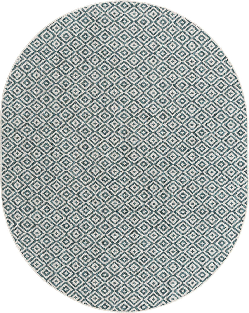 Urban Oasis Rugs Collection Area Rug -  Rooftop (Teal) Oval Teal Main