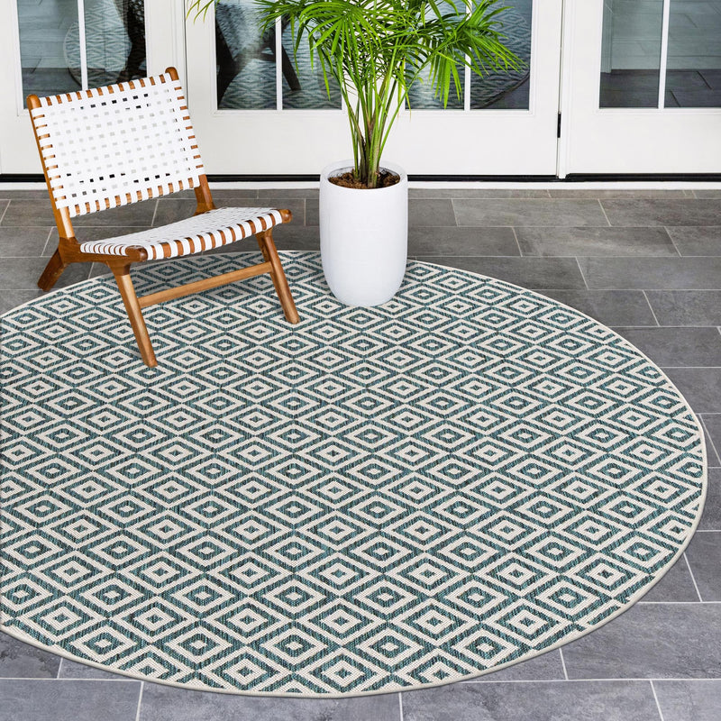 Urban Oasis Rugs Collection Area Rug -  Rooftop (Teal) Round Teal  lifestyle 0