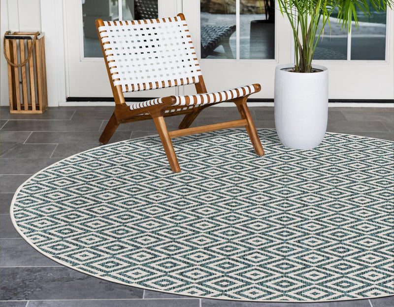 Urban Oasis Rugs Collection Area Rug -  Rooftop (Teal) Round Teal  lifestyle 2