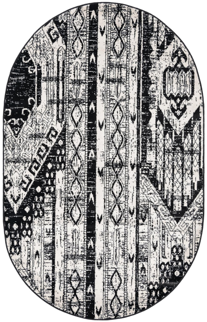 Cascade Range Collection Area Rug - Hood (Black and White) Oval Black and White Main